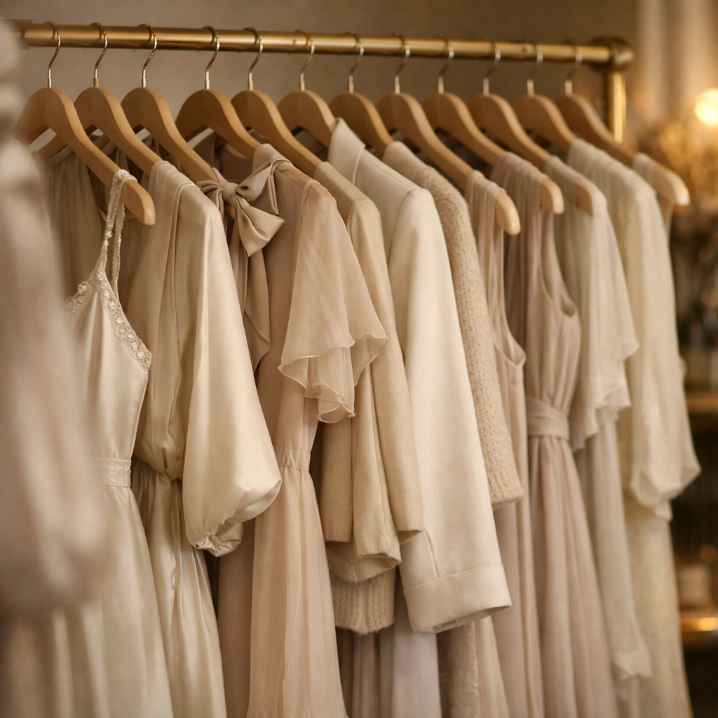 Válogatott női ruhák elegáns butik környezetben